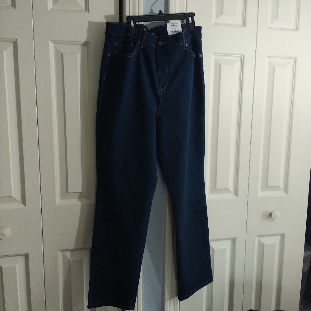 Style & Co Straight Leg Dark Wash Jeans 16S - Picture 2 of 13